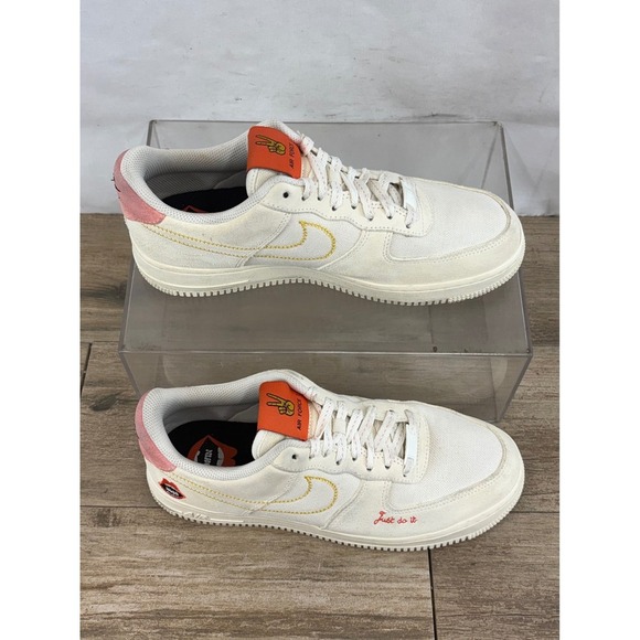 Nike Air Force 1 Low "Just Do It" Kiss Logo Beige Women US 9.5 DQ7656 100 - Picture 9 of 10